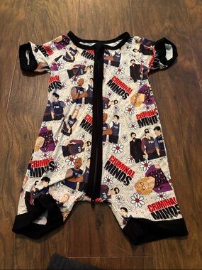 Criminal Minds Print Kids One-Piece Romper - Black Trim Multi